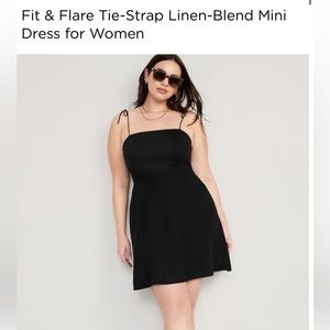 {Old Navy} fit & flare tie strap linen blend mini dress XL Tall